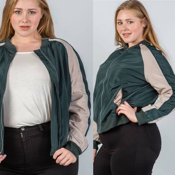 MIA STRIPE BOMBER JACKET (hunter) PLUS - Picture 8 of 8